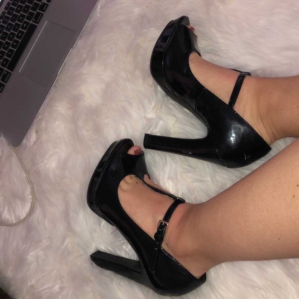 Black t-strap heels
